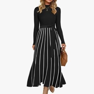Zesica Black And White Sweater Dress